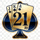 21点黑杰克游戏平台金色皇冠与扑克牌组合Logo